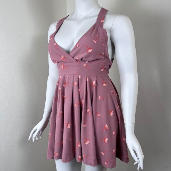 Free People Size 12 Cross Back Fit & Flare Pinup Retro Mini Floral Dress FLAWED* - Picture 12 of 14